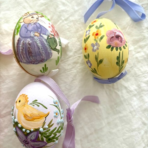 39 Assorted Hanging Easter Egg Ornaments Decorations Pastel Ribbon Spring - Picture 5 of 14
